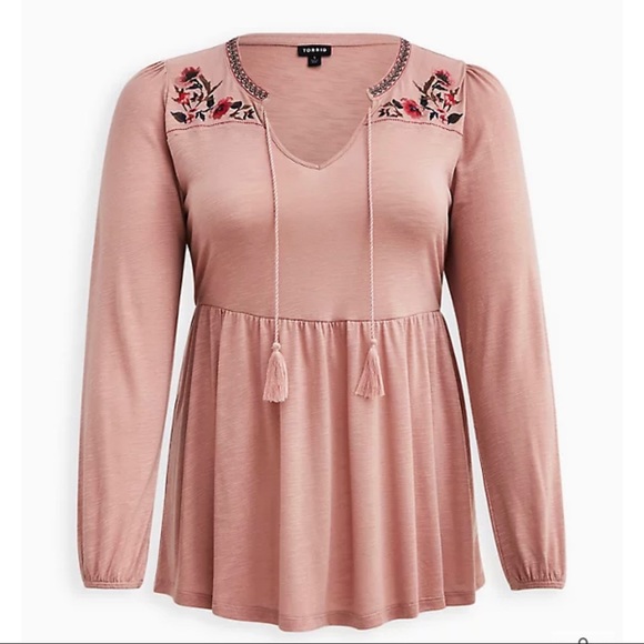 TORRID WOMEN’S BOHO BALLOON SLEEVE BABYDOLL TOP PINK SIZE 5X NWT - Picture 5 of 5